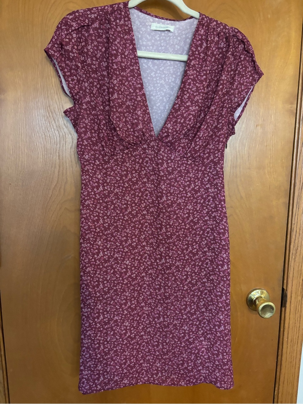 Outerknown Wine-Red Floral Midi Dress